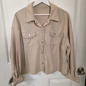 Tan Corduroy Button-Up Shirt